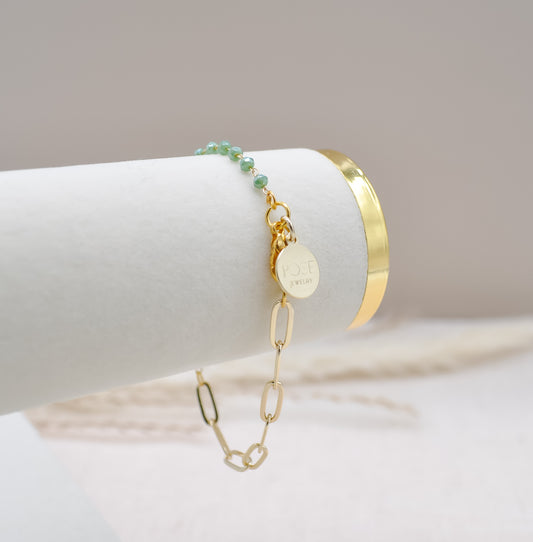 Green and Gold Paperclip Bracelet
