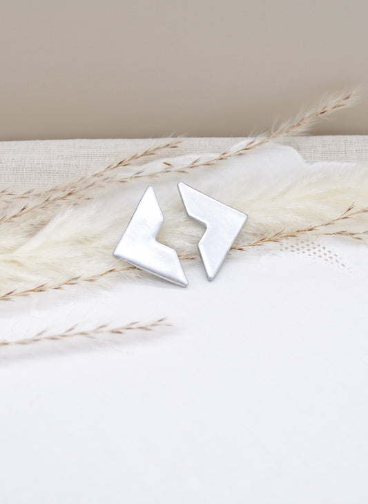 Matte Silver Triangle Earrings