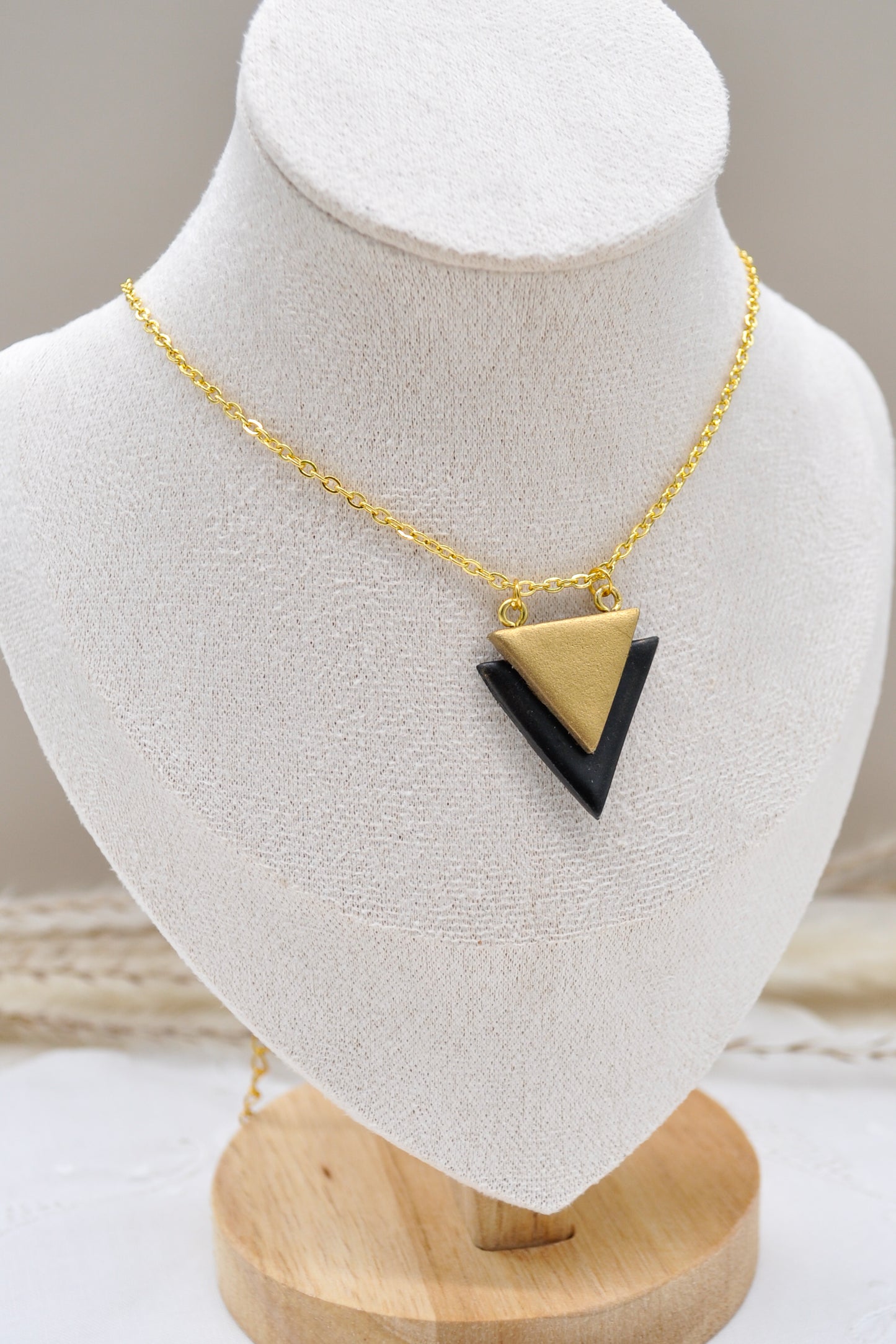 Black & Gold Triangle Necklace