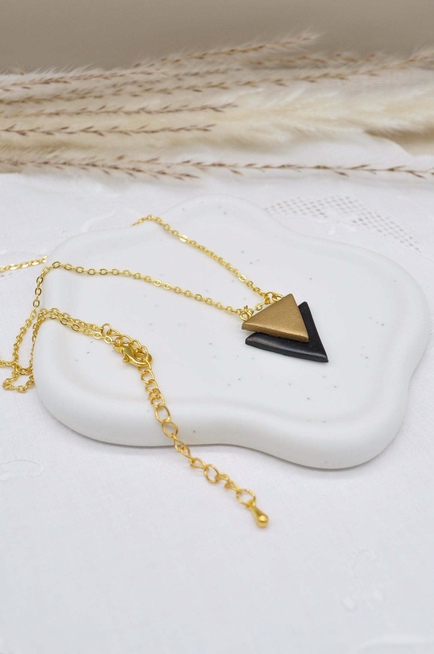 Black & Gold Triangle Necklace