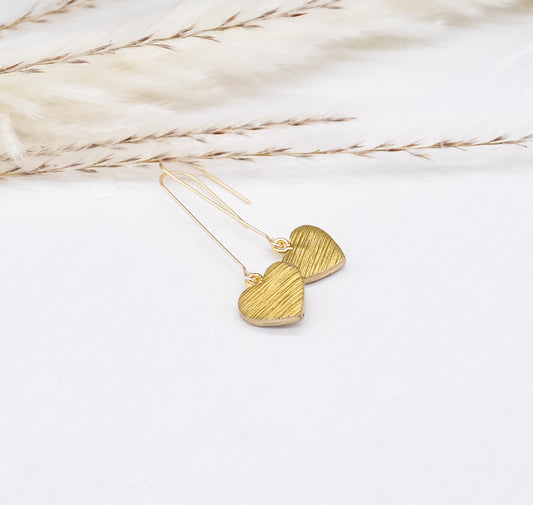 Golden Heart Dangle Earrings